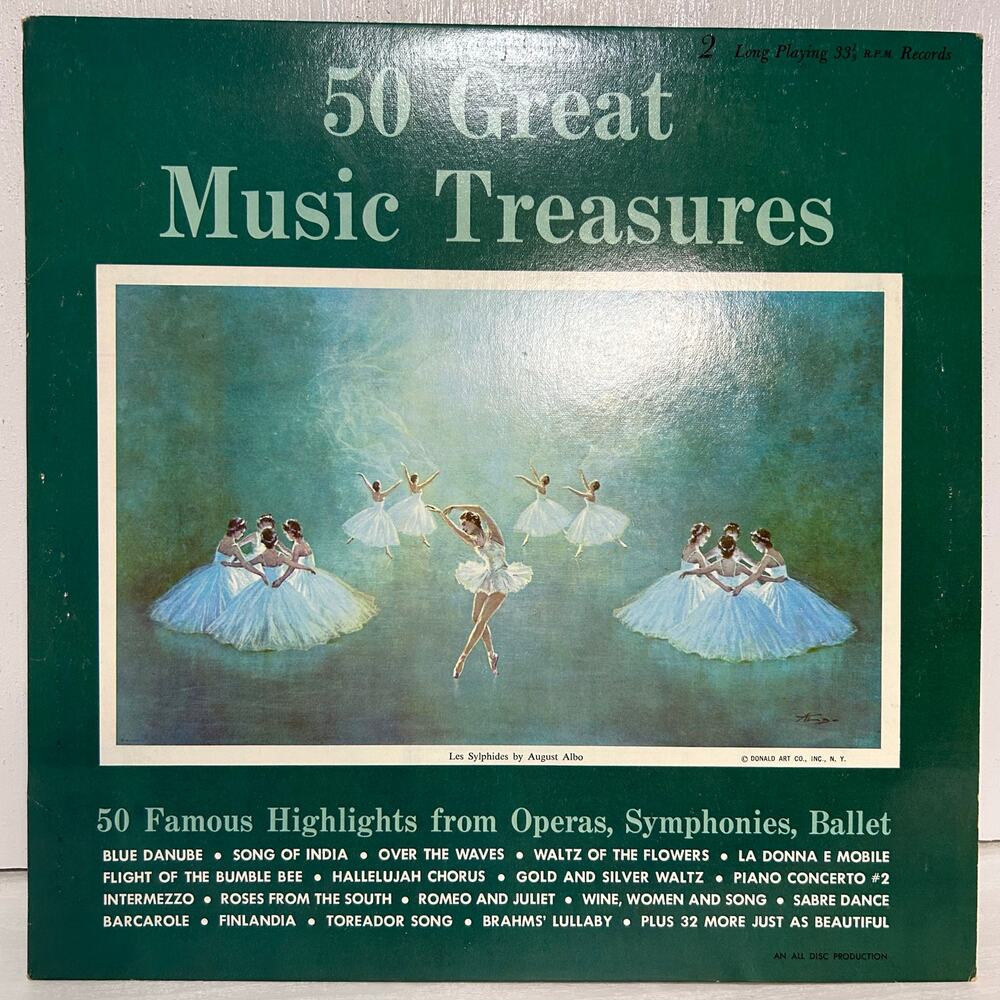 50 Great Music Treasures Vintage Vinyl Double Album 1962 All Disc Records